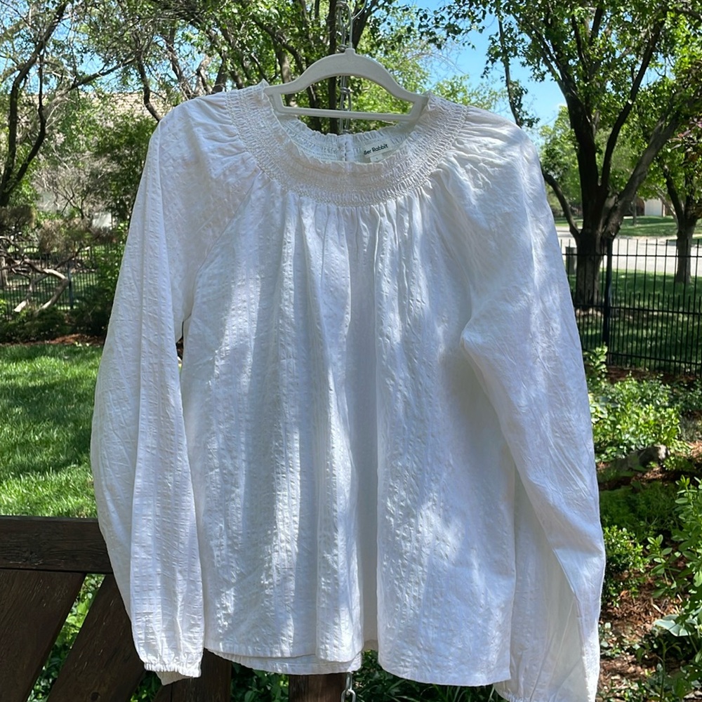 Roller rabbit large off white long sleeve blouse.  NWOT
